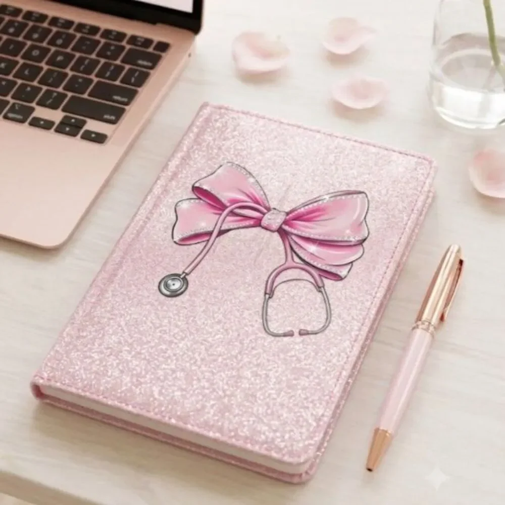 Bow Stethoscope Diamond Notebook - Medical Assistant & Nurse Planner Organizer